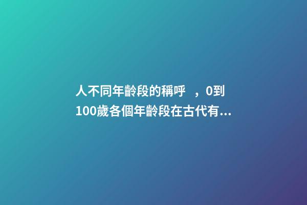 人不同年齡段的稱呼，0到100歲各個年齡段在古代有趣的稱呼-第1張-觀點-玄機派